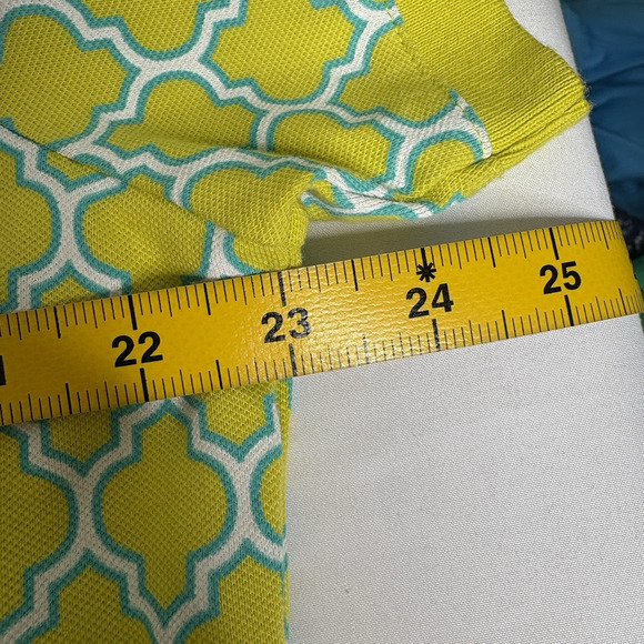 Lands'‎ End Women's Lime Geometric Print Polo Shirt Size XL Preppy Resort Tennis - Picture 10 of 11